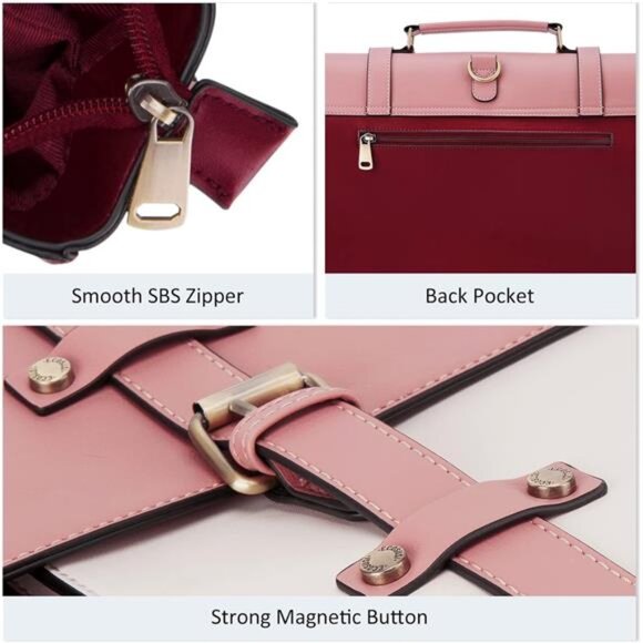 Laptop Bag for Women Vegan Leather Messenger Bag Fashion Briefcase - Picture 5 of 6